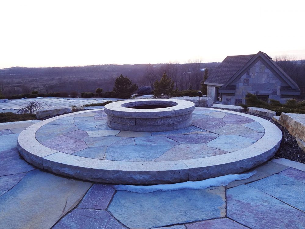 Chilton Flagstone w/ Flamed Rustic Gold Fire Pit