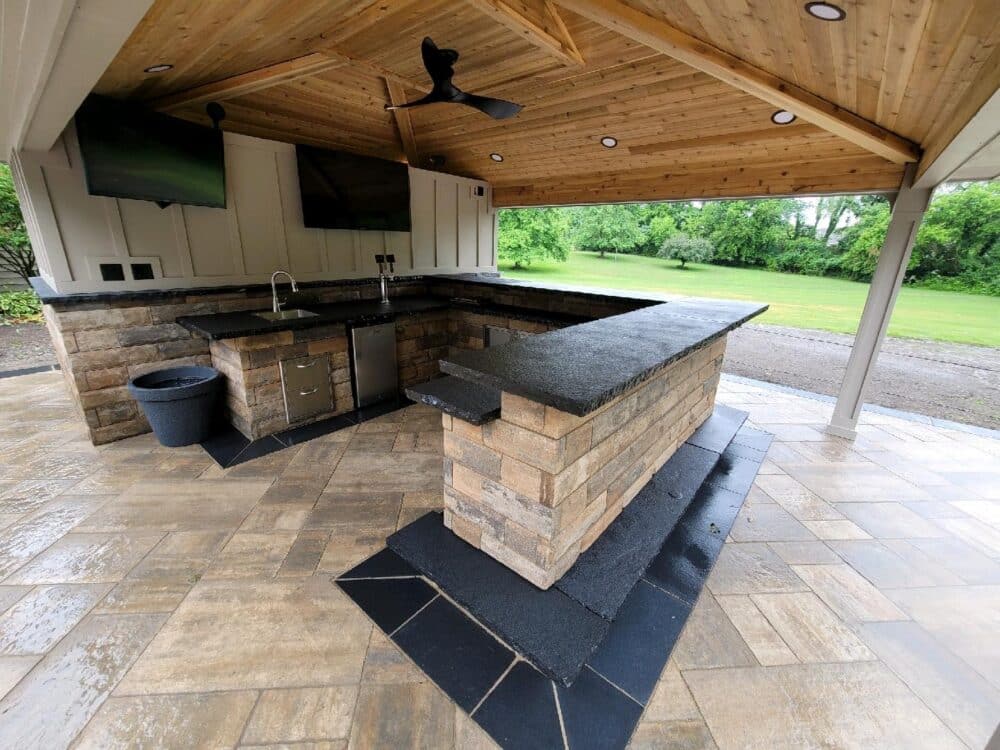 Black Limestone Outdoor Kitchen