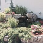 Water feature with Fond du Lac outcropping