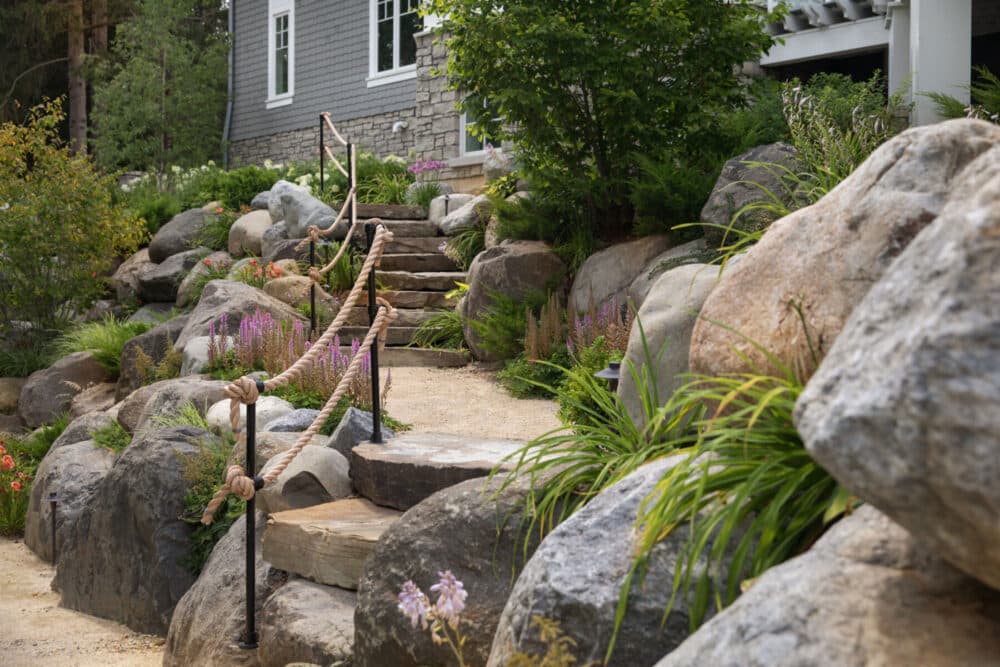 Natural New York Blue Stone Steps + WI Granite Natural New York Blue Stone Steps + WI Granite